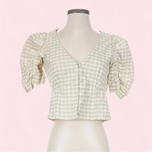 Levi’s Plaid Structure Blouse with Puff Sleeves